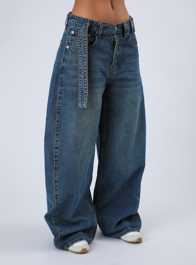 Pantalón Tokyo Belt Jeans Color Azul