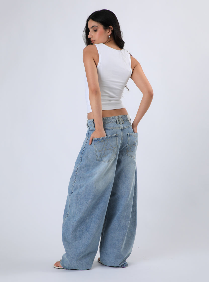 Pantalón Tokyo Belt Jeans Color Celeste