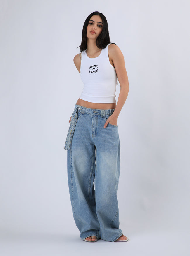 Pantalón Tokyo Belt Jeans Color Celeste