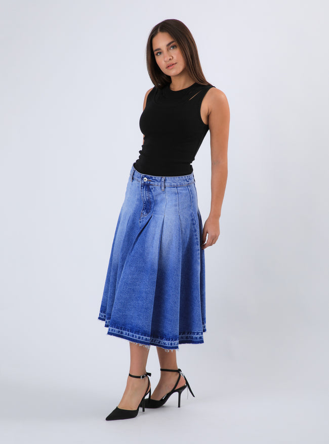 Falda Raw Skirt Color Denim