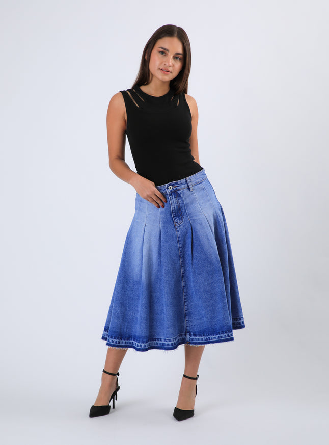 Falda Raw Skirt Color Denim