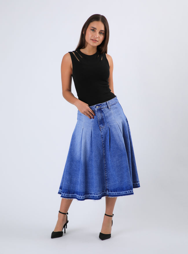 Falda Raw Skirt Color Denim