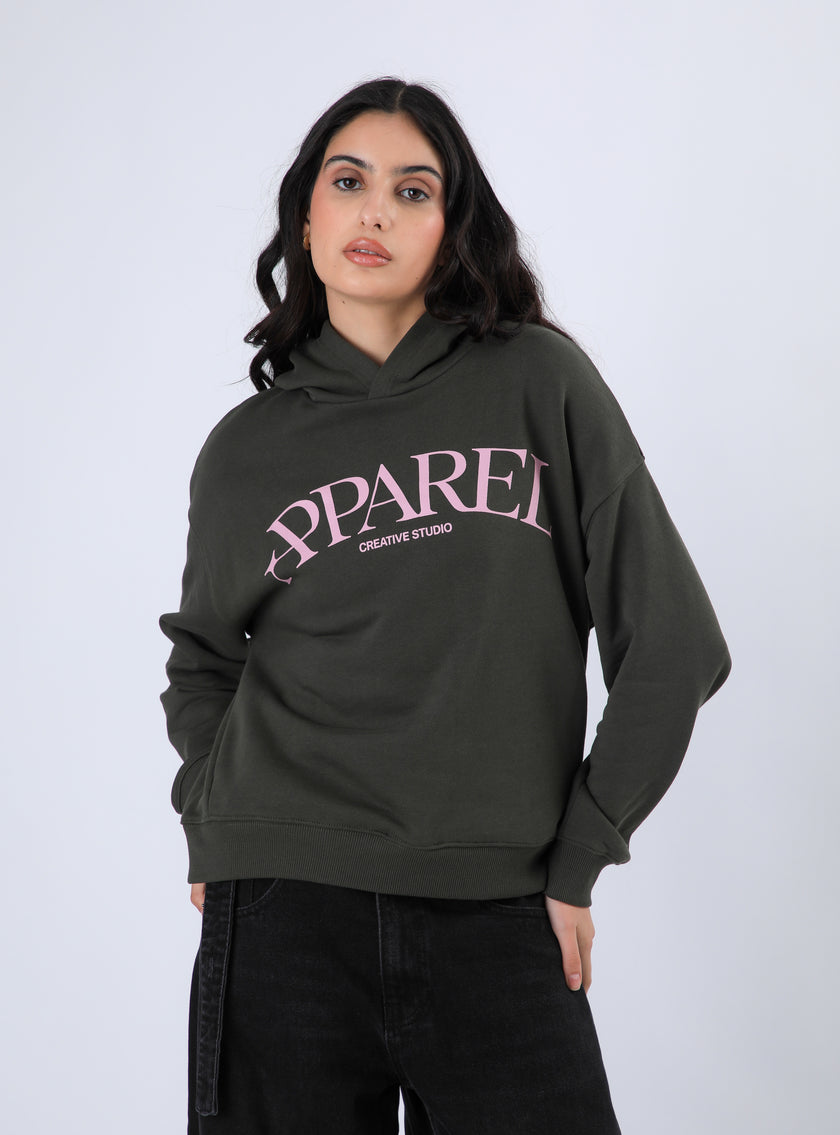 Polerón Boyfriend Hoodie Color Verde